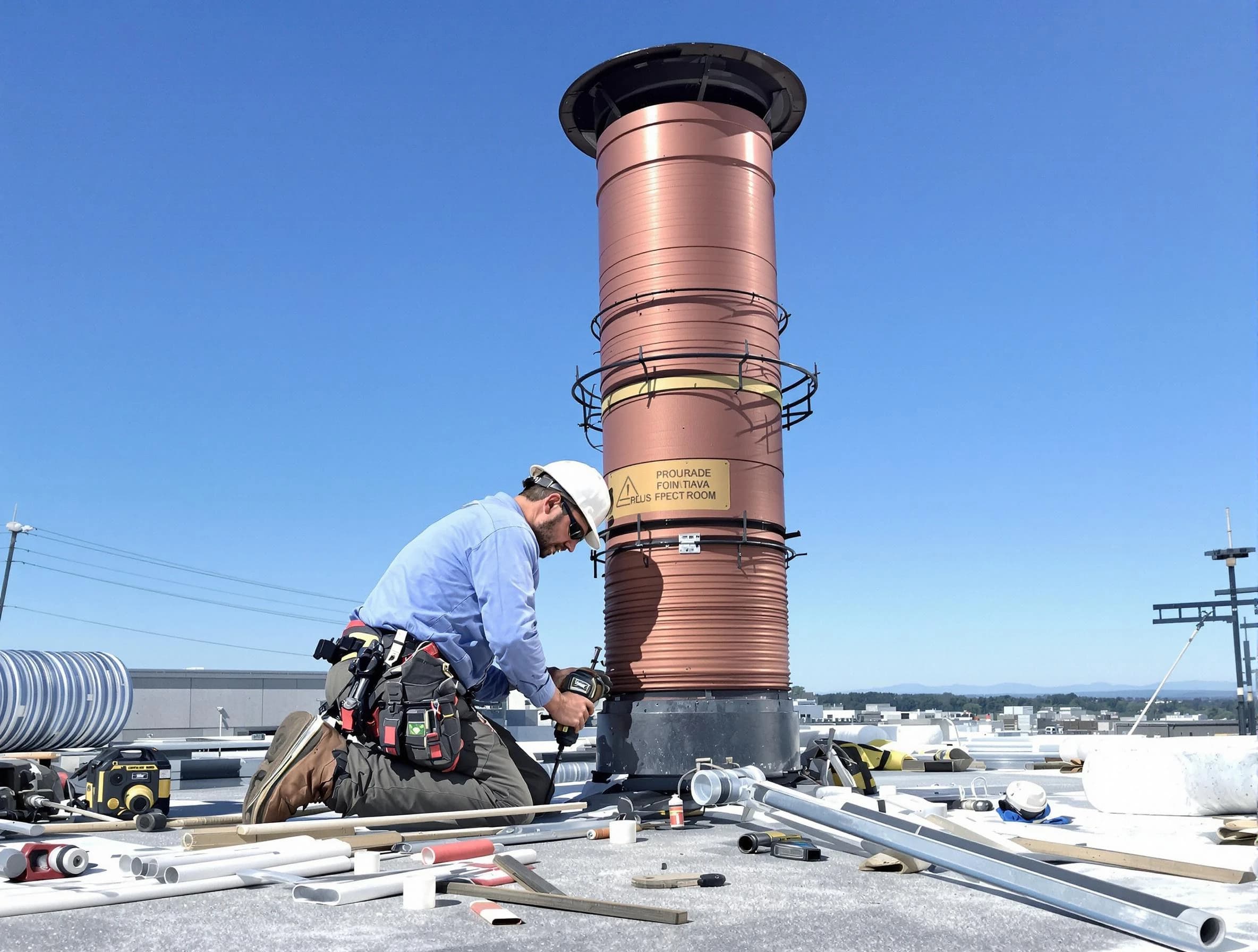Installed chimney liner by Tewksbury Chimney Sweep in Tewksbury, MA