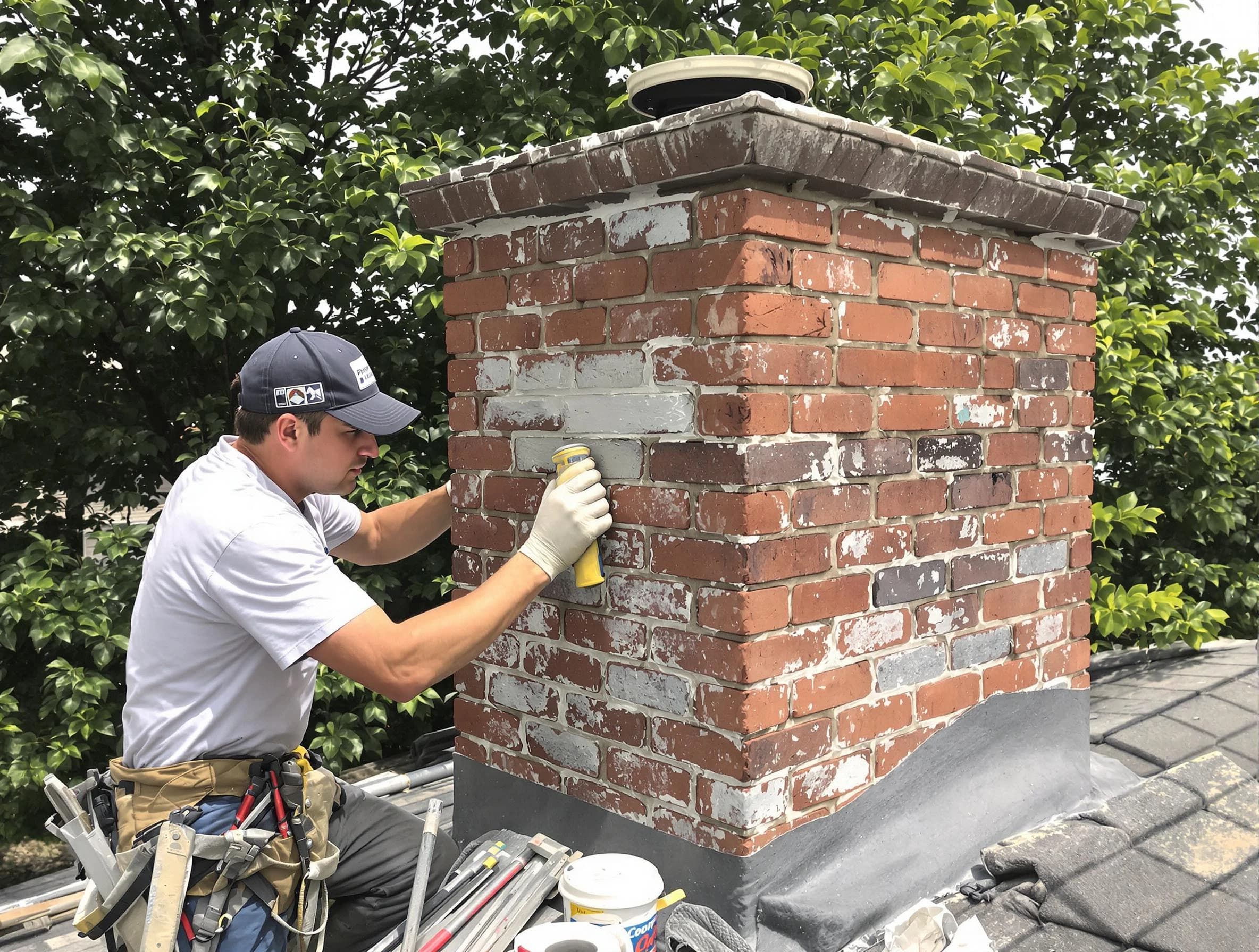 Tewksbury Chimney Sweep restoring an aging chimney in Tewksbury, MA