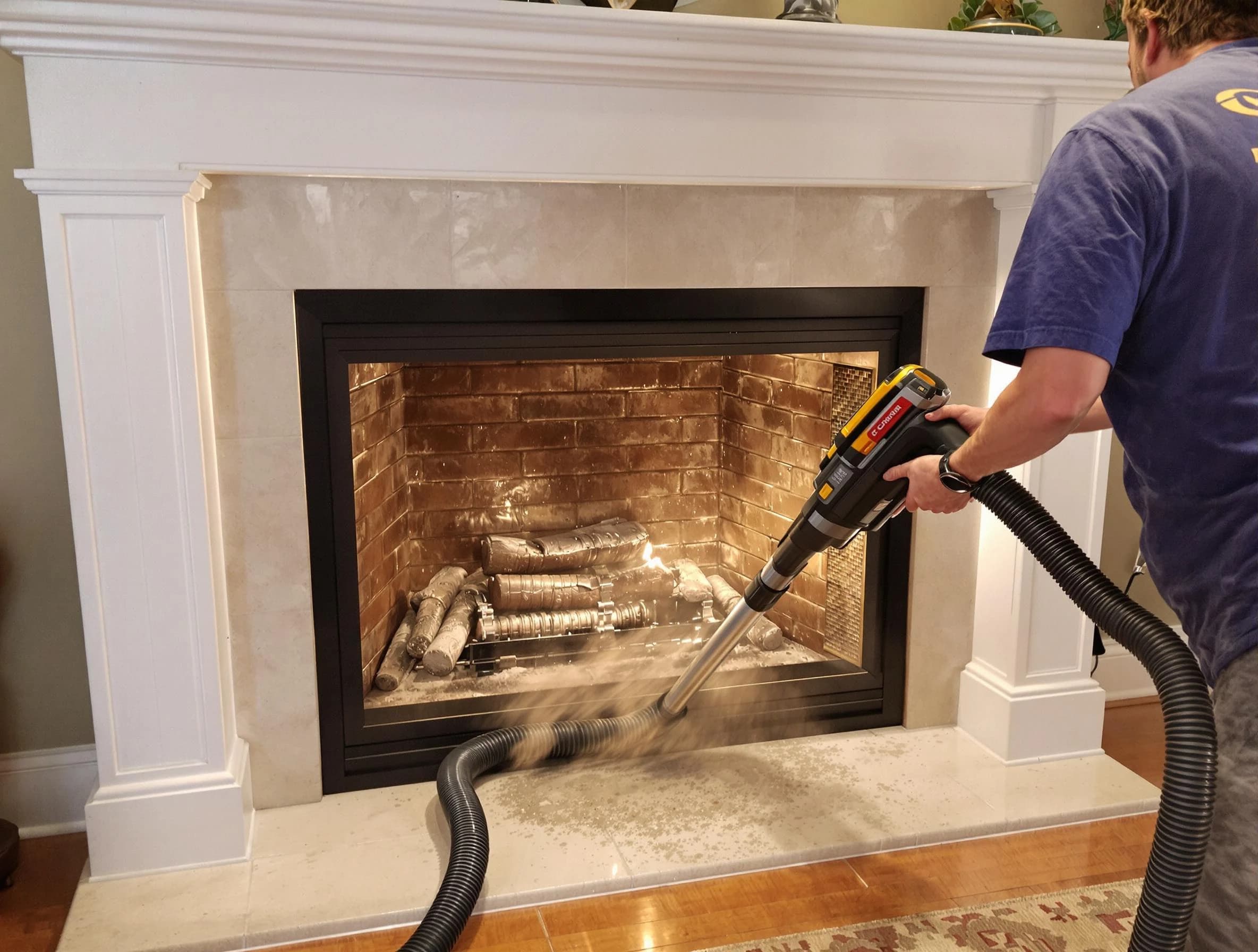 Fireplace cleaning performed by Tewksbury Chimney Sweep in Tewksbury, MA