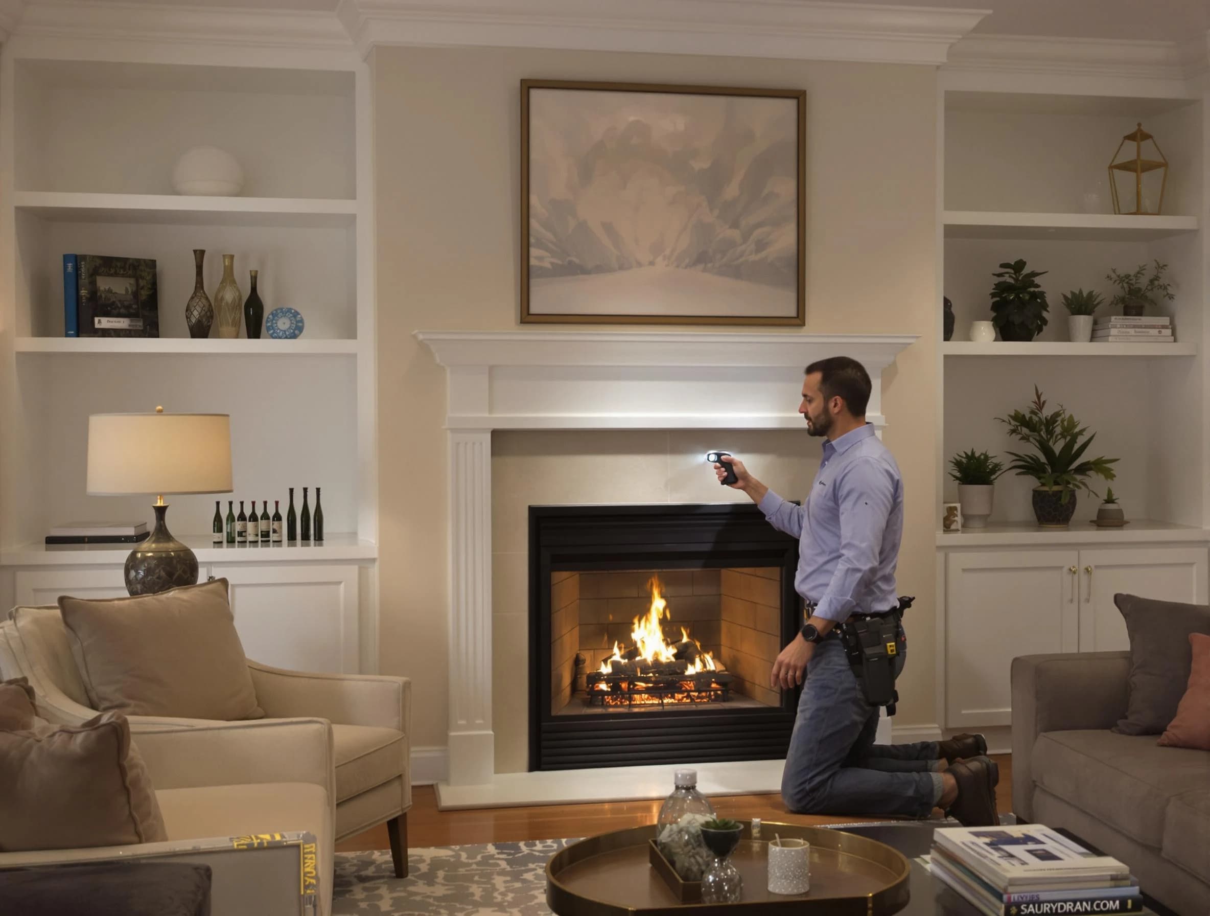 Tewksbury Chimney Sweep conducting a fireplace safety inspection in Tewksbury, MA