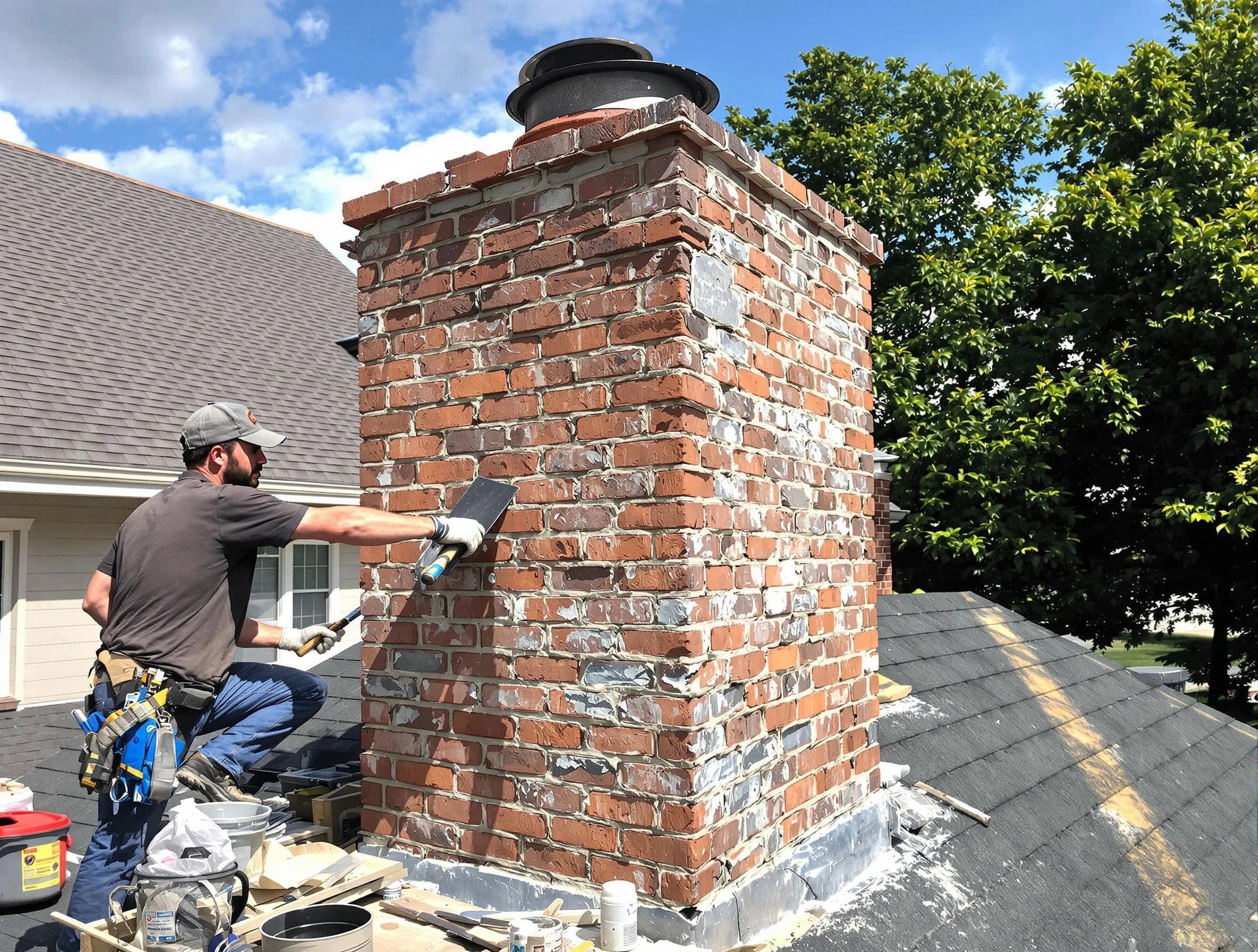 Completed chimney rebuild by Tewksbury Chimney Sweep in Tewksbury, MA