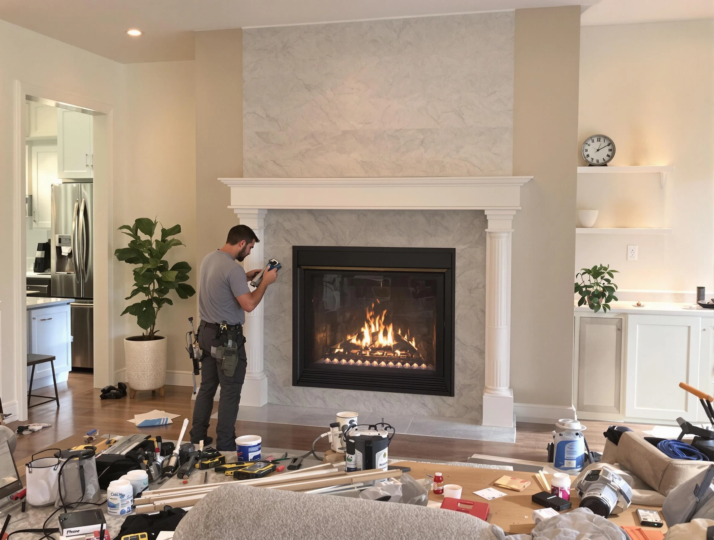 Newly installed fireplace by Tewksbury Chimney Sweep in Tewksbury, MA