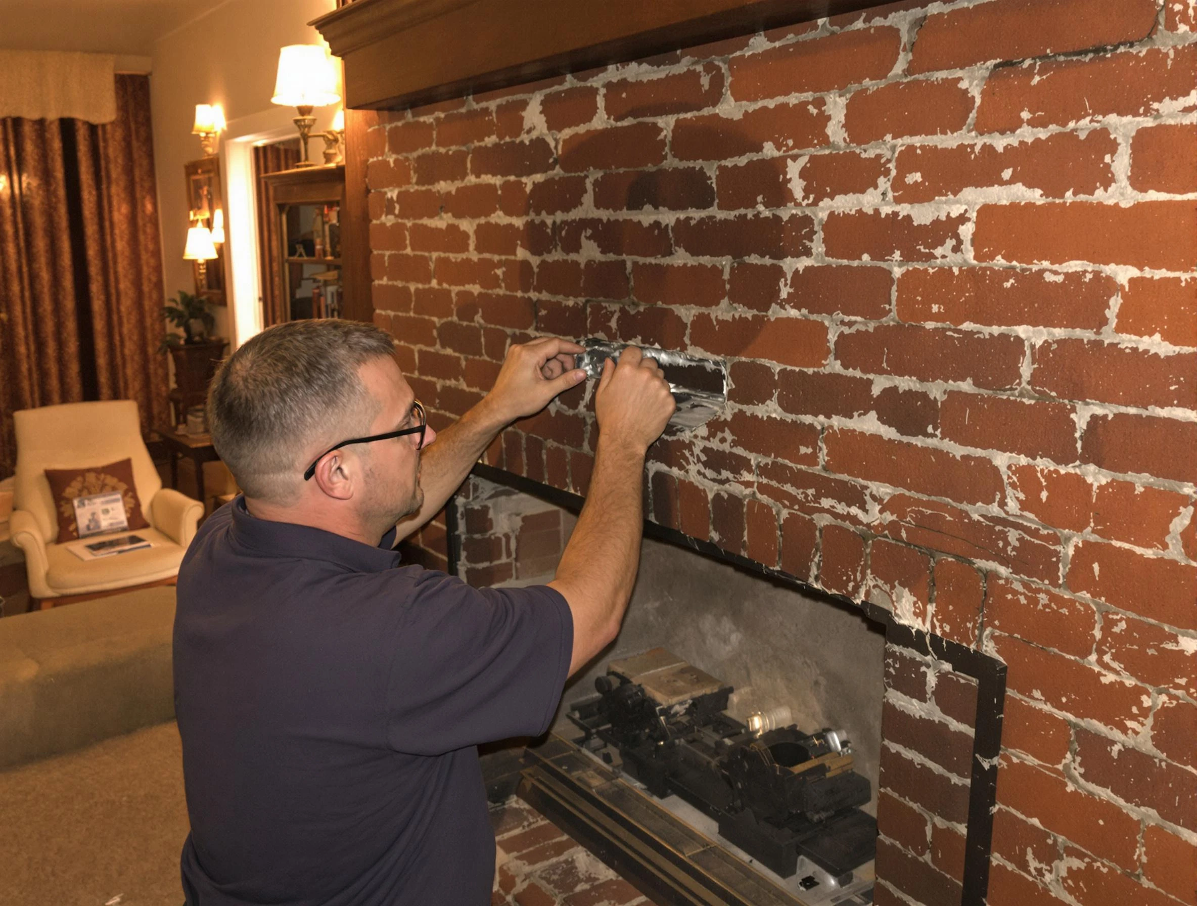 Tewksbury Chimney Sweep expert fixing a fireplace in Tewksbury, MA